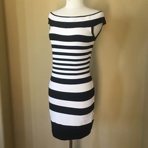 bebe black and white sweater dress
